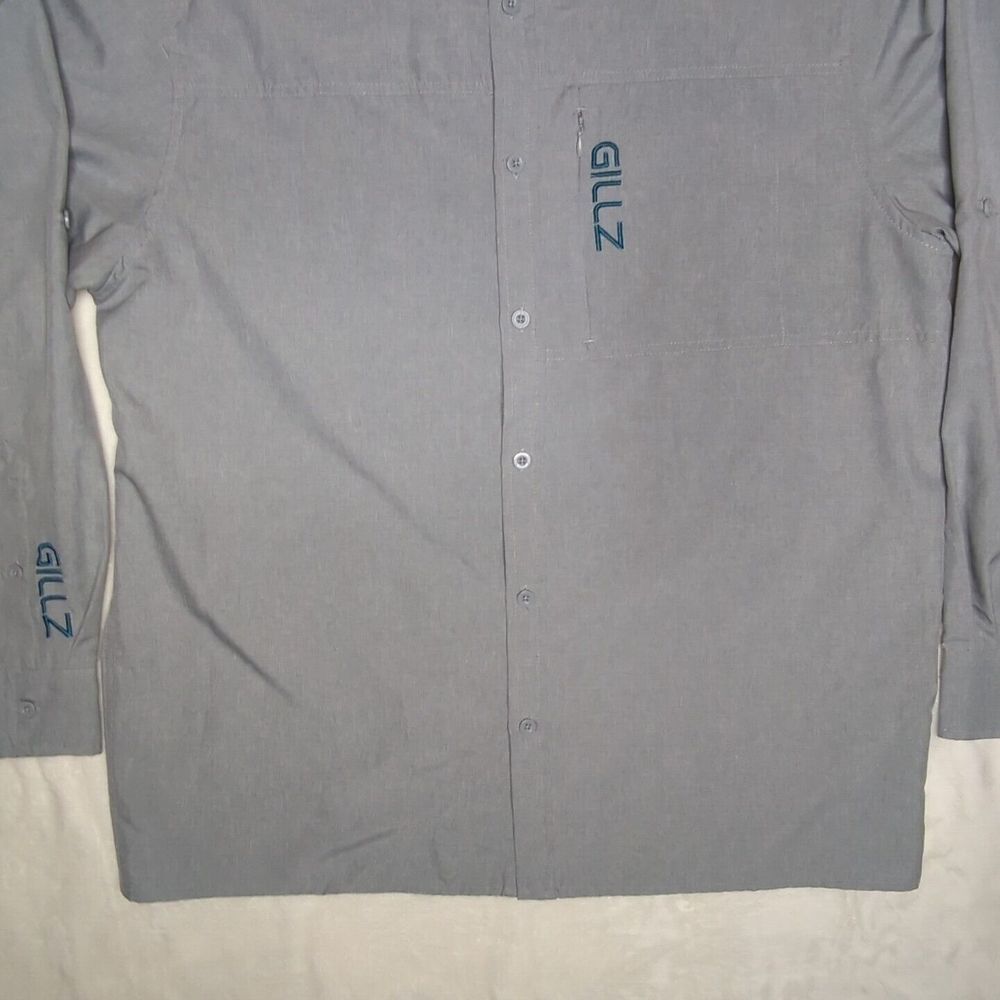 Gillz Fishing Shirt Men's Gray Size XLarge Long Sleeve Button Up Vented Relaxed - Picture 2 of 15